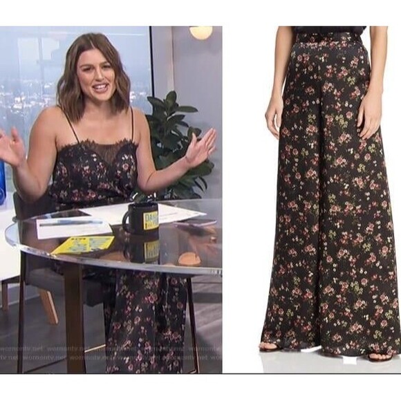 CAMI NYC The Tommy 100% SILK Women’s Black Floral Wide Leg Pants Size S/P